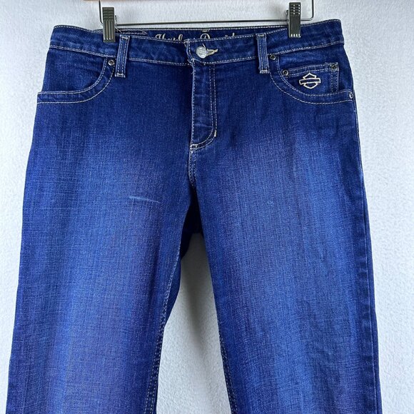 Harley Davidson Jeans Womens 8 Western Biker Moto Y2K Grunge Rockabilly Denim - Picture 3 of 12